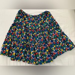 Mini Boden blue floral corduroy cotton skirt, age 11-12